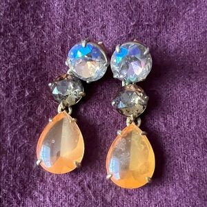 J. Crew Gold and Orange Teardrop Earrings